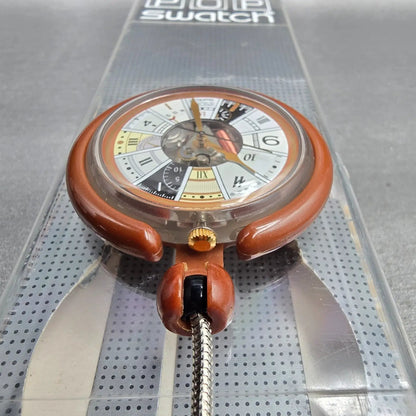 Swatch Pocket Watch Mix Watch Men 47mm White Dial Brown Tone PPK101 New Battery10