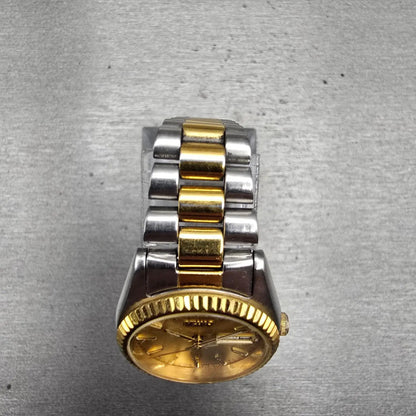 Seiko Watch Women 23mm Gold Dial Two Tone Daydate Round 7N83-0041 New Battery4