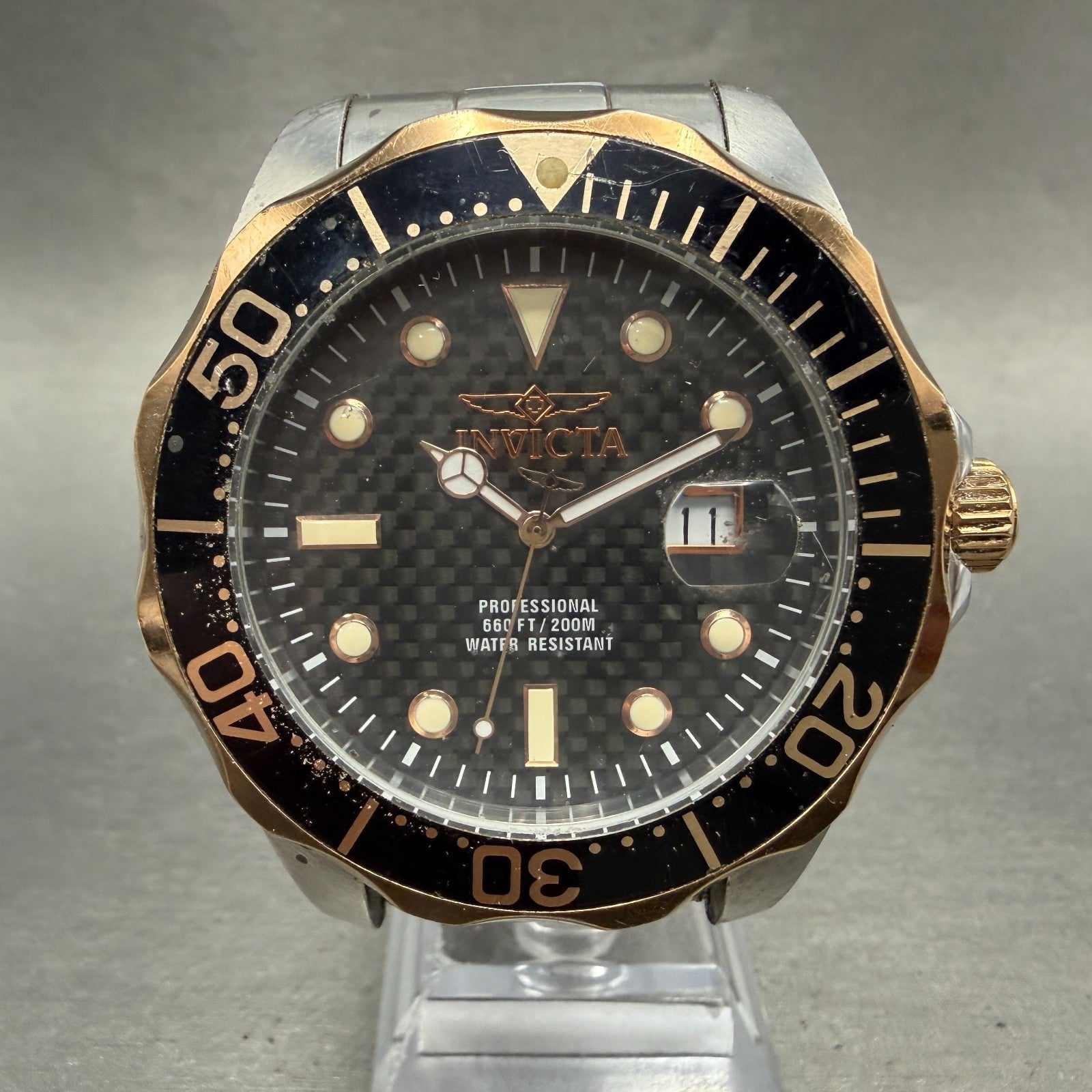 Invicta Pro Diver Watch Men 47mm Black Dial Two Tone Date 12567 New Battery0