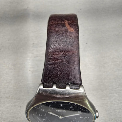 Swatch Skinbrushed Watch Men 38mm Black Dial Silver Tone SYXS102 New Battery4
