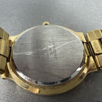 Seiko Watch Men 33mm Black Dial Gold Tone Date Round 5Y391029 New Battery9