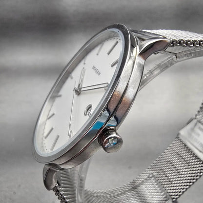 Skagen Hagen Watch Men 40mm Silver Dial Silver Tone Date Round SKW6281 New Batt2