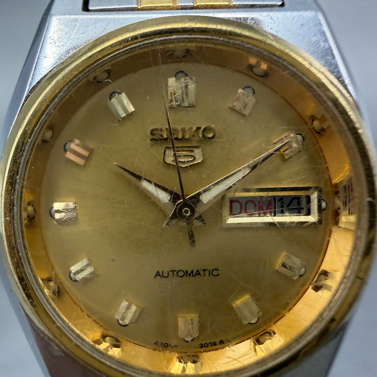 Seiko 5 Automatic Watch Women 25mm Champagne Dial Two Tone Daydate 4206-0460 Run1