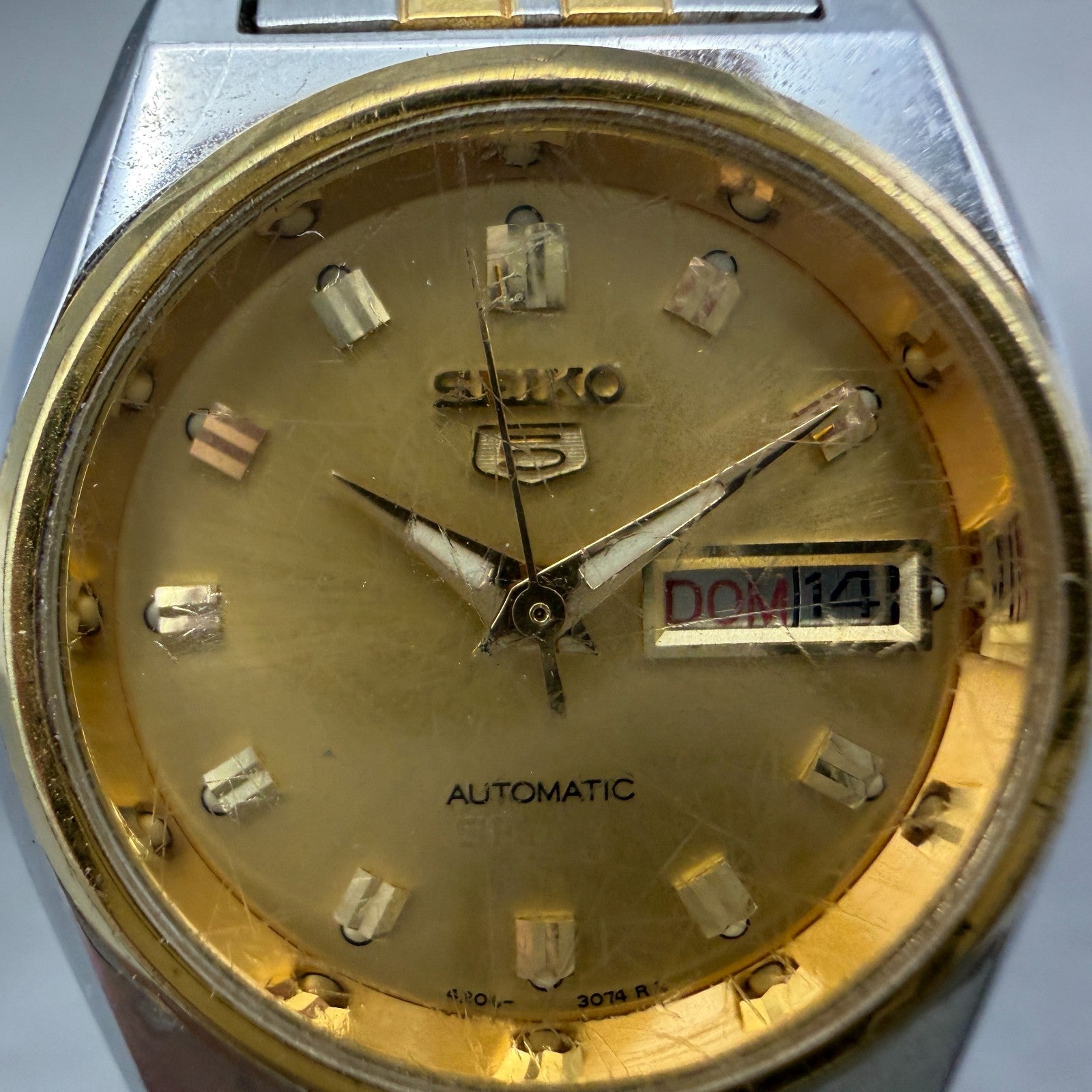 Seiko 5 Automatic Watch Women 25mm Champagne Dial Two Tone Daydate 4206-0460 Run1