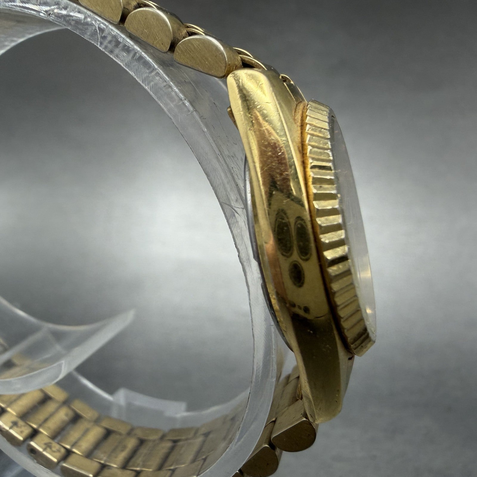 Seiko SQ Watch Women 24mm Gold Dial Gold Tone Daydate 24mm Round New Battery ABI3
