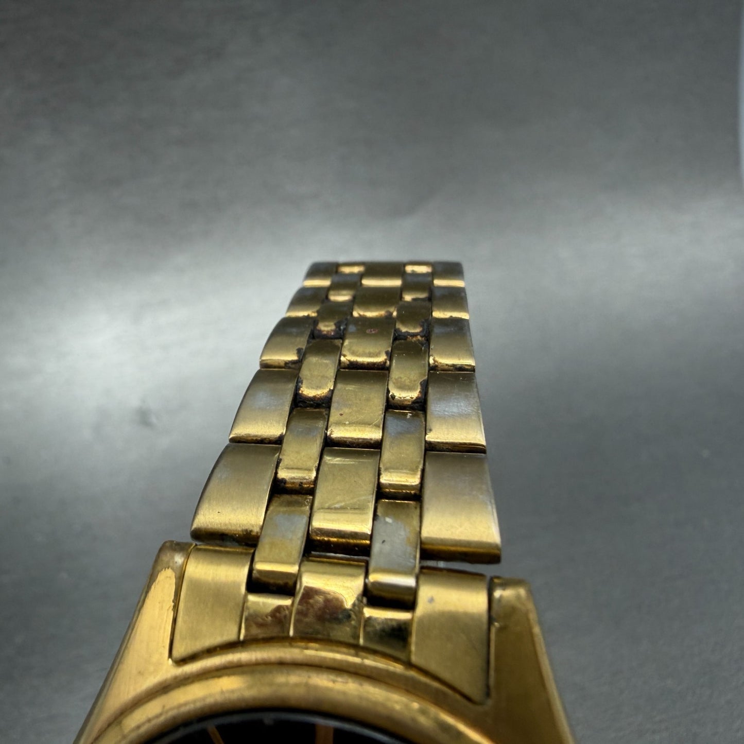 Seiko Watch Men 37mm Black Dial Gold Tone Daydate Round 7N43-9048 New Battery 395