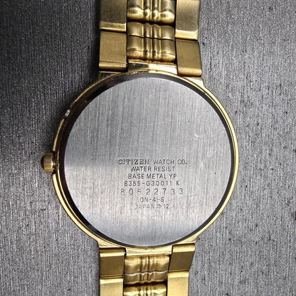 Citizen Elegance Triple Calendar Watch Men 35mm Champagne Dial Gold Tone New Bat10