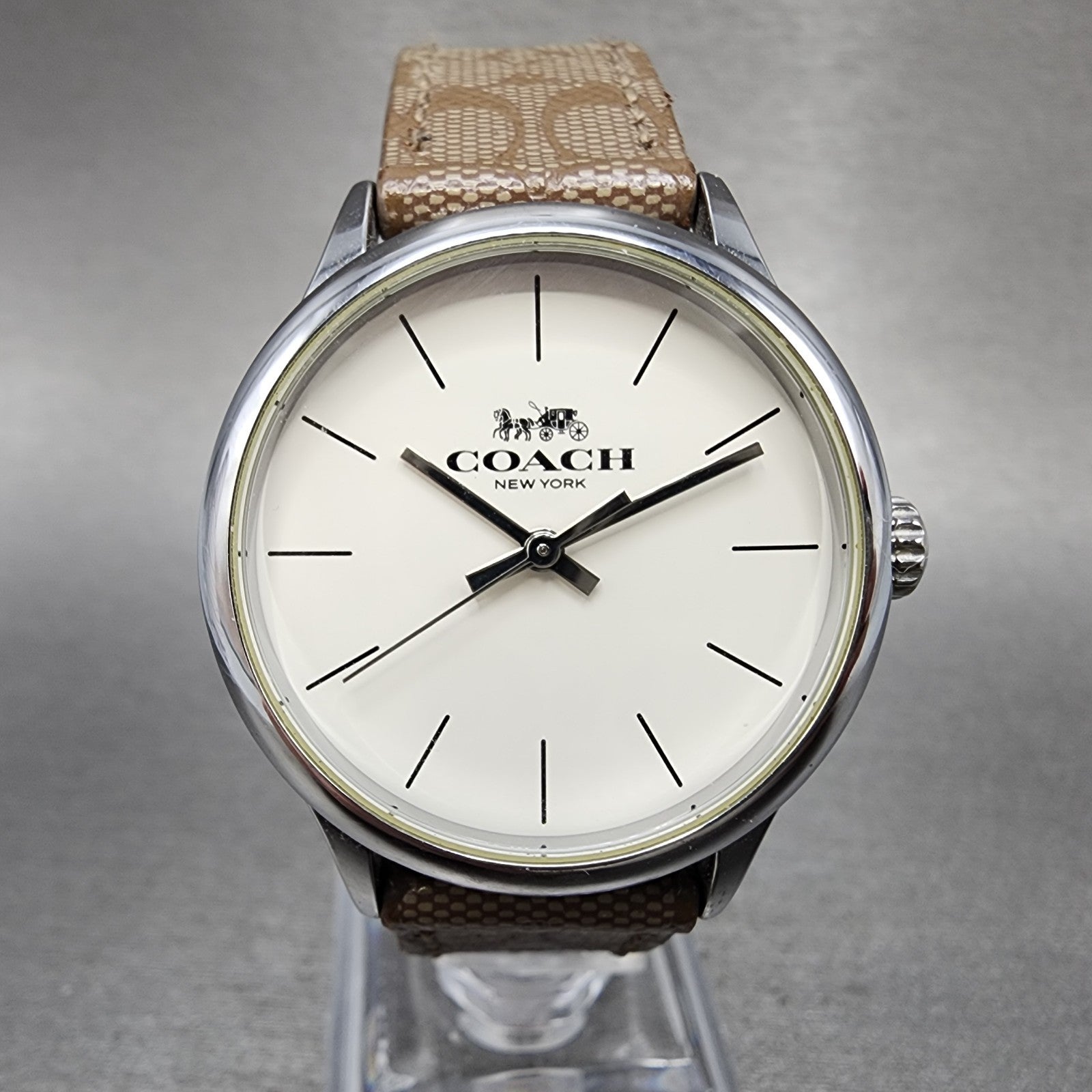 Coach Ruby Watch Women 32mm White Dial Silver Tone Round 14502994 New Batt0