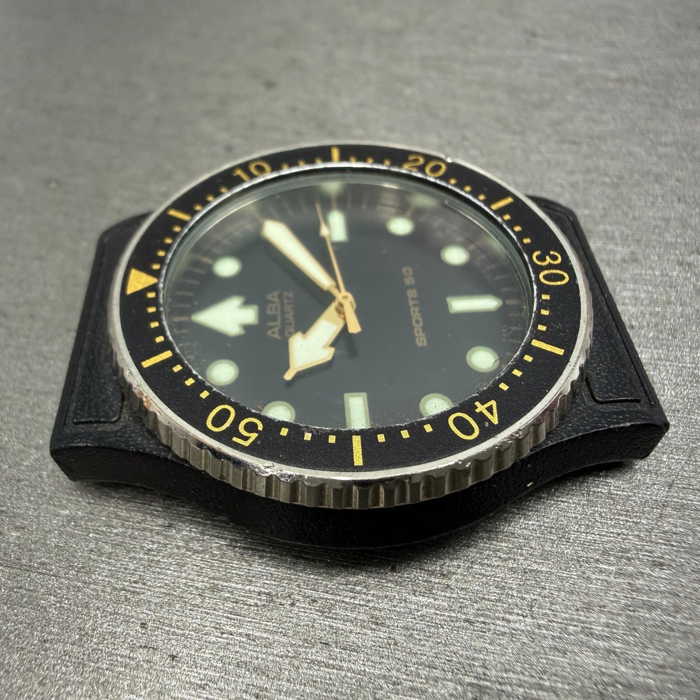 Seiko ALBA Dive Watch Men 36mm Black Dial Black Tone Round Y481-014A New Battery3