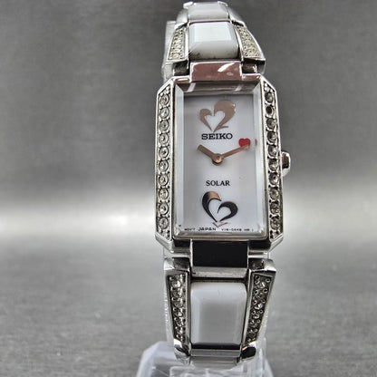 Seiko Tressia Watch Women 16mm White Dial Silver Crystal SUP185 Solar Works5