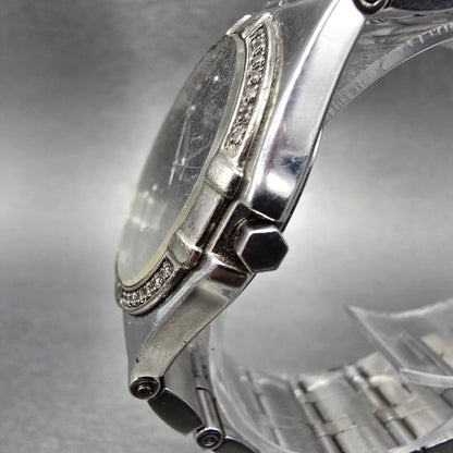 Citizen Eco-Drive Watch Men 36mm Black Dial Silver Date Round Diamonds Runs2