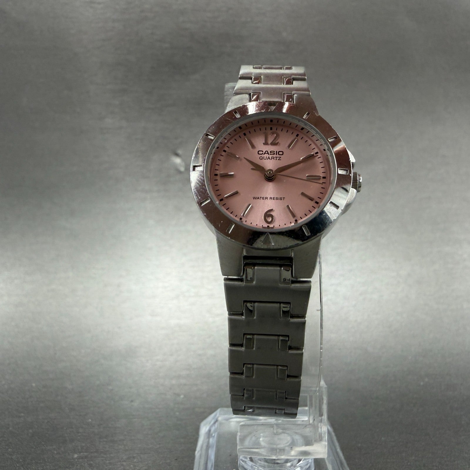 Casio Watch Women 24mm Pink Dial Silver Tone Round LTP-1177 New Battery 6575