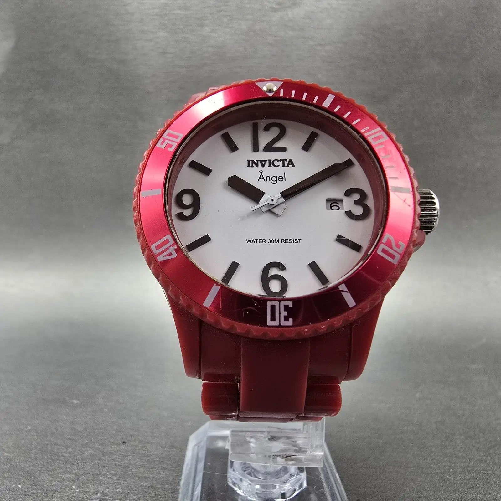 Invicta Angel Dive Watch Women 39mm White Dial Red Tone Date 1215 New Battery5
