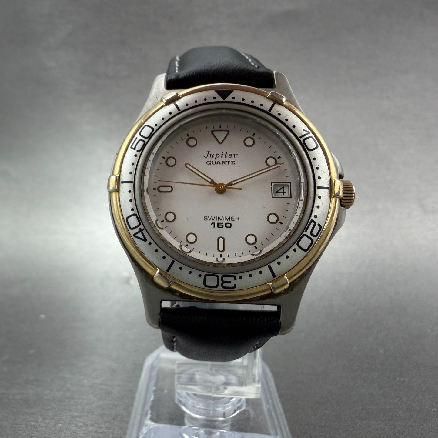 Orient Jupiter Dive Watch Men 36mm Silver Dial Two Tone Date Round New battery5
