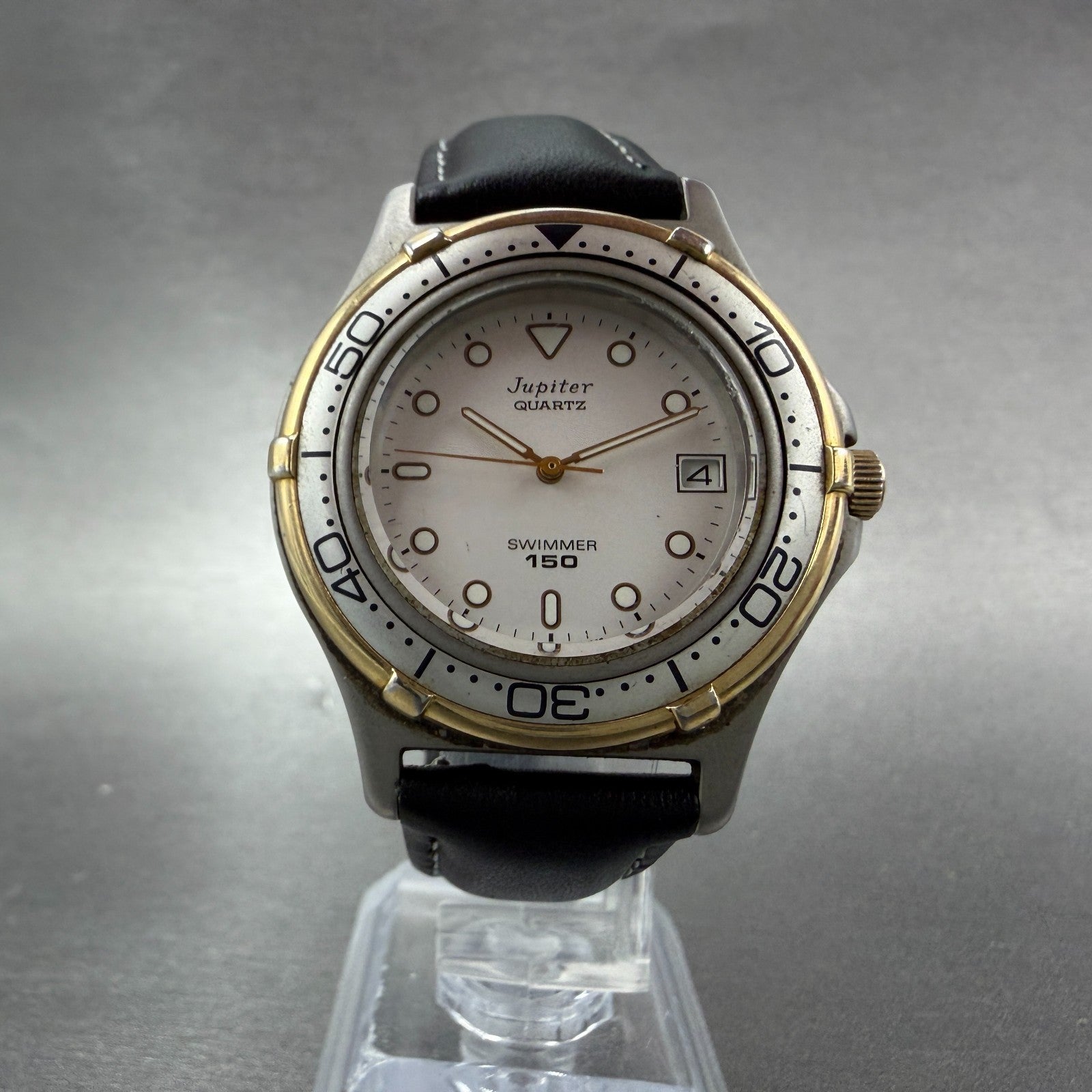 Orient Jupiter Dive Watch Men 36mm Silver Dial Two Tone Date Round New battery5