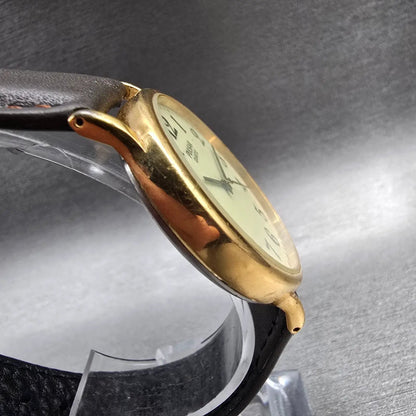 Seiko Pulsar Watch Men 36mm Luminous Dial Gold Tone Round V501-0A50 New Battery3