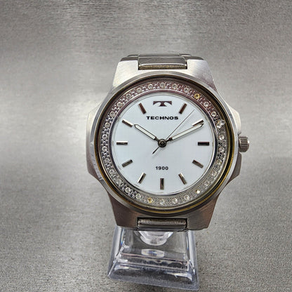 Technos 1900 Watch Men 41mm White Dial Steel Octagon T2591 New Battery