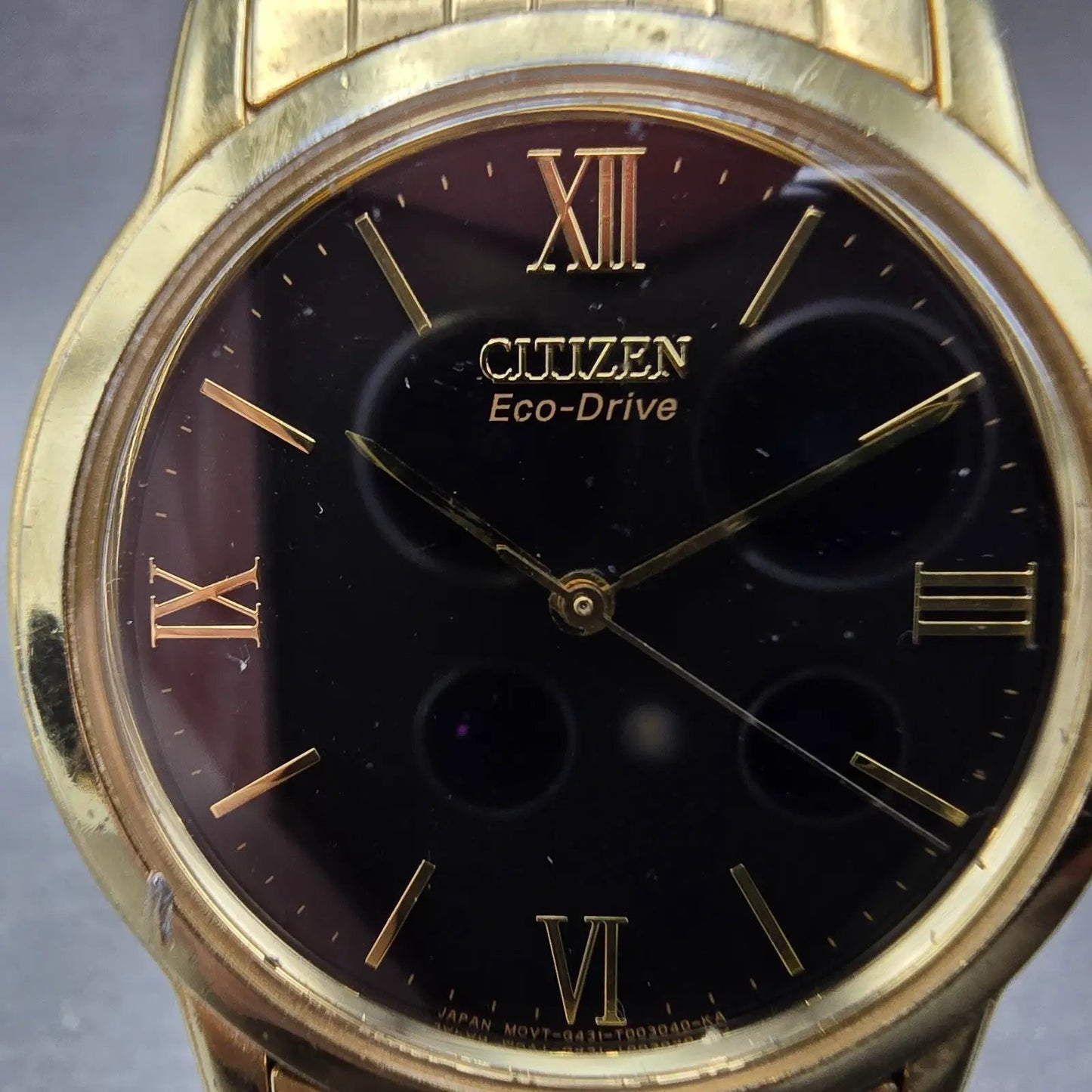 Citizen Eco-Drive Watch Men 35mm Black Dial Gold Tone Round G431-T001823 Runs1