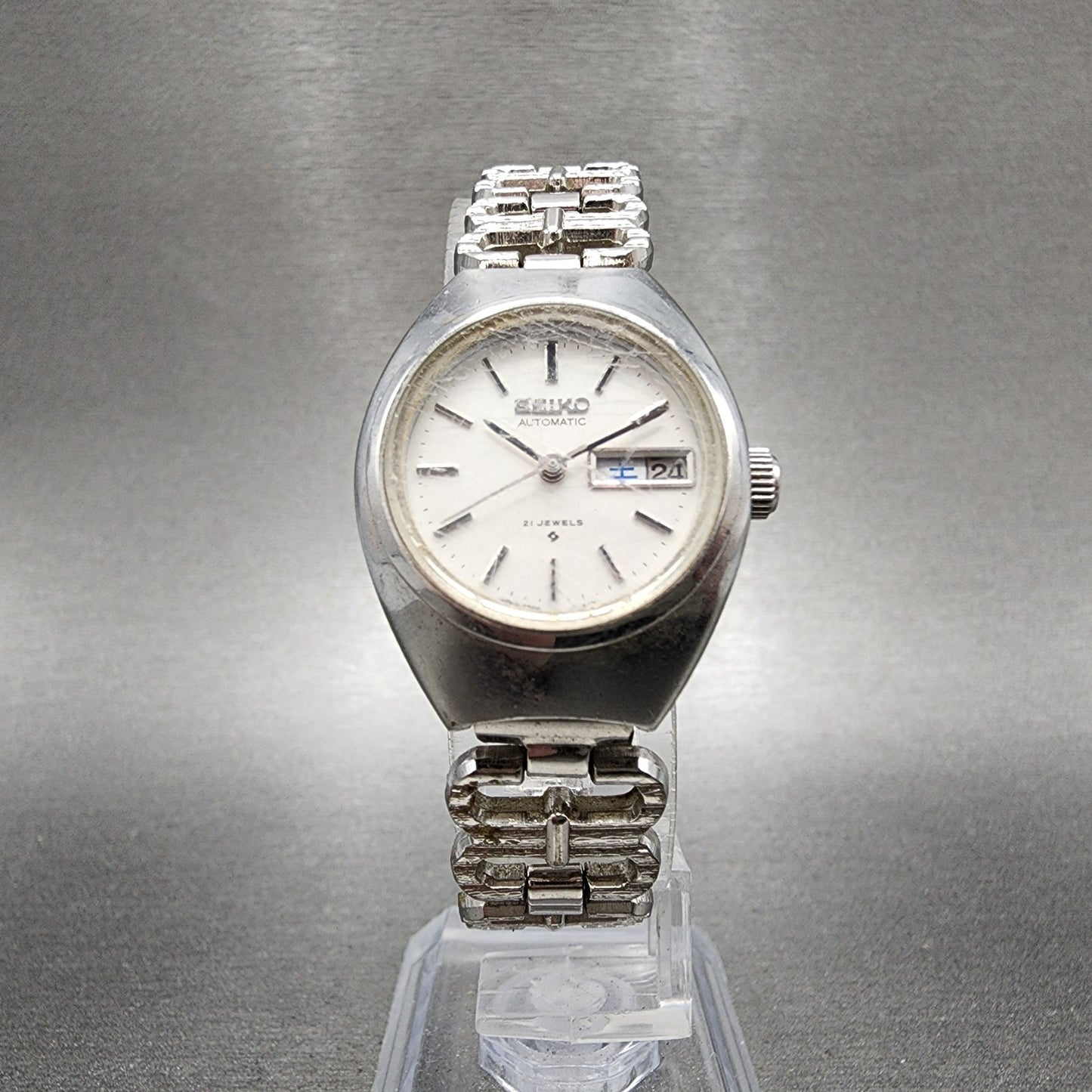 Seiko Automatic Watch Women 24mm Silver Dial Silver Tone Daydate 27060090 Runs5