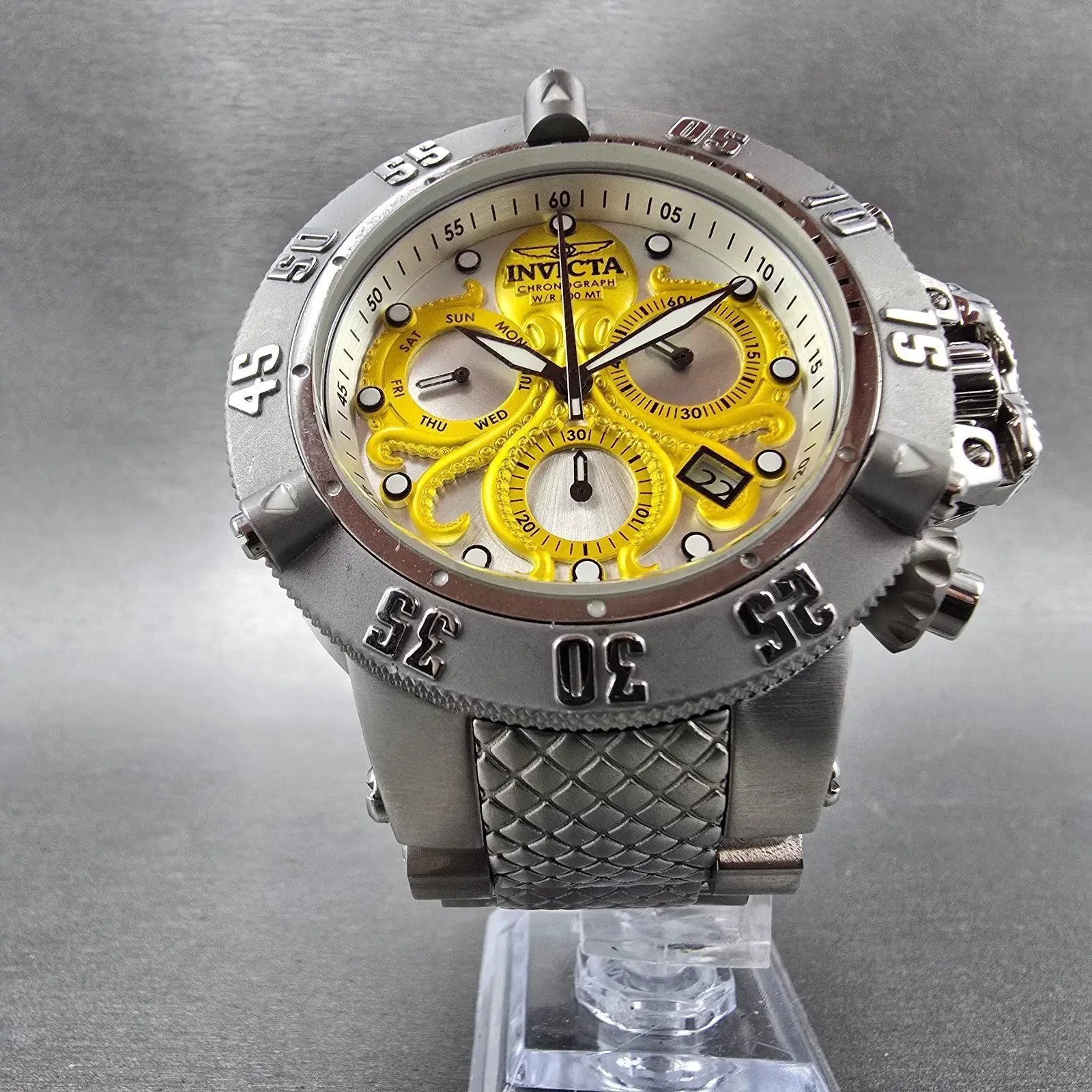 Invicta Sub Aqua Chronograph Watch Men 50mm White Dial Steel Date 27871 New Batt5