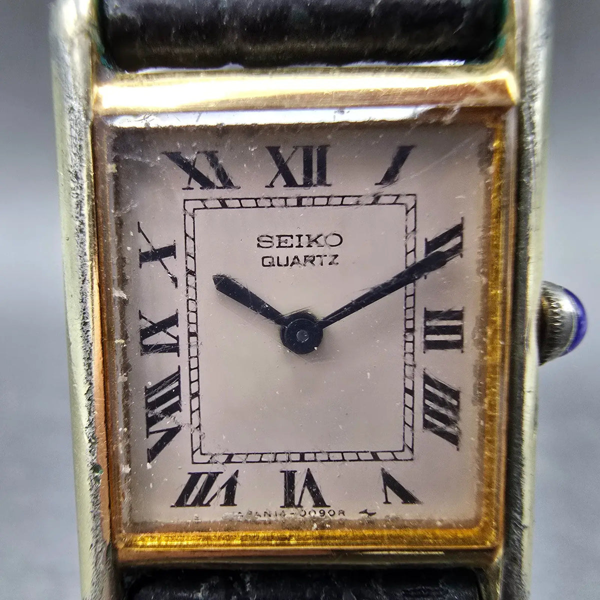 Seiko Tank Watch Women 17mm Cream Dial Gold Rectangle 1400-5039 New Battery VTG91