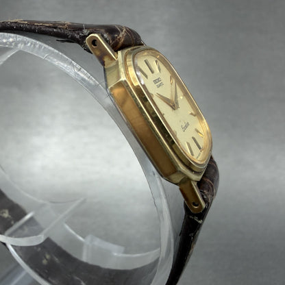 Seiko Exceline Watch Women 20mm Champagne Dial Gold Octagon 8420-5420 new Batt3