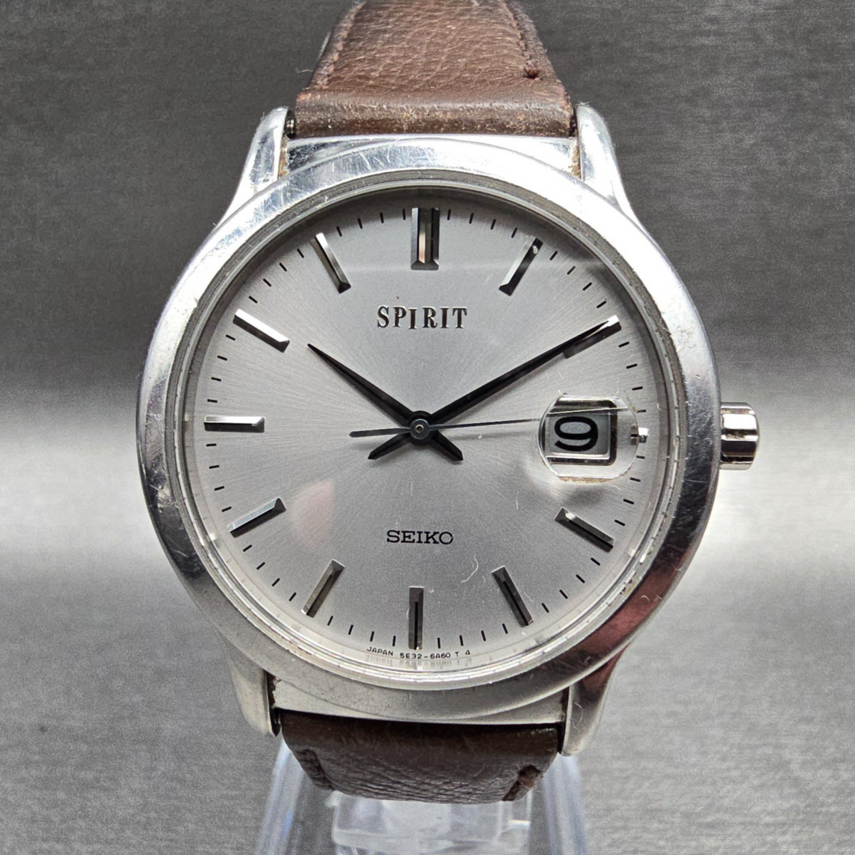 Seiko Spirit Watch Men 34mm Silver Dial Silver Tone Date Round 5E32-5A40 New Bat0