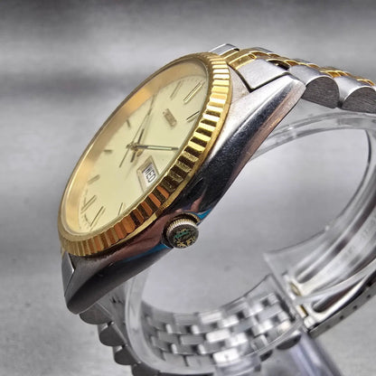 Seiko President Watch Men 36mm Cream Dial Two Tone Daydate 7N43-8111 New Battery4