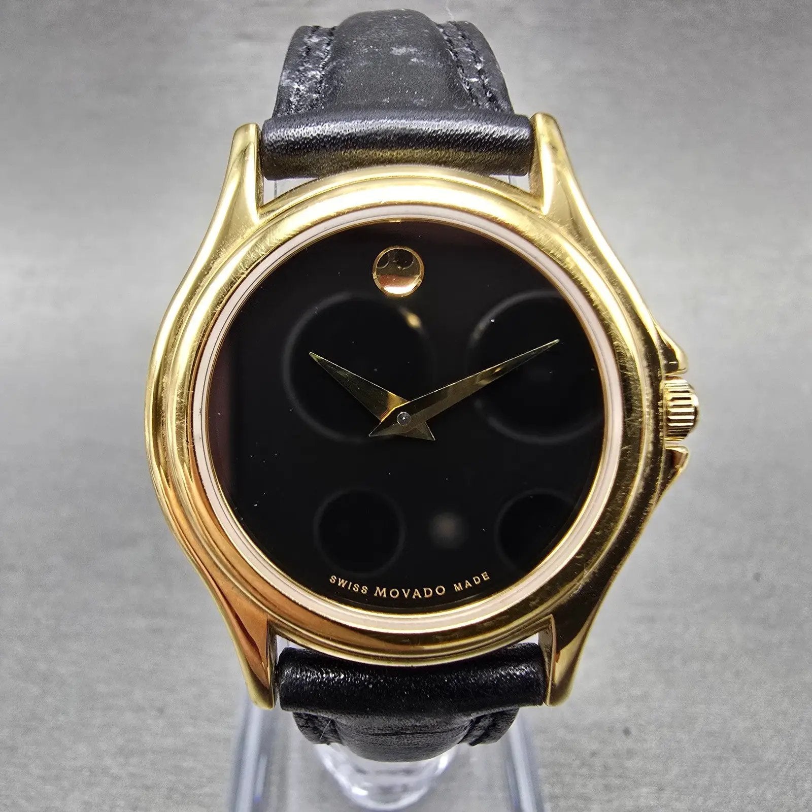 Movado Museum Watch Women 28mm Black Dial Gold Tone Round 87 E4 0823 New Batt JN0