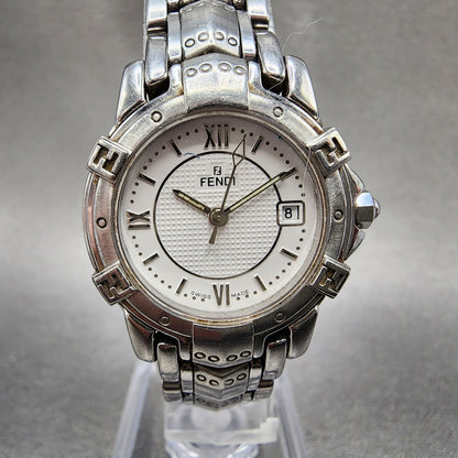 Fendi Orologi Watch Women 26mm White Dial Silver Tone Date Round 3500L PARTS0