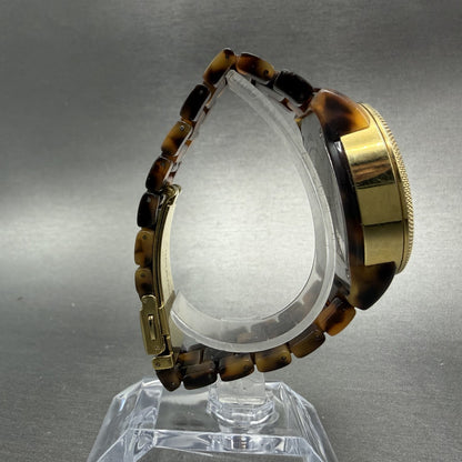 Michael Kors Watch Women 37mm Brown Dial Gold Tone Tortas Daydate New BatteryABC8