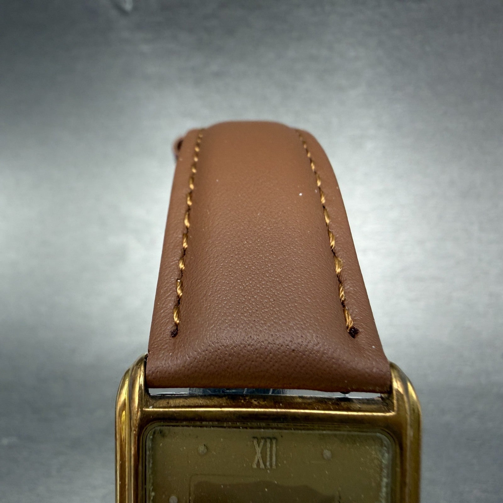 Omega De Ville Tank Watch Men 26mm Gold Dial Gold Tone Rectangle 1365 New batt4