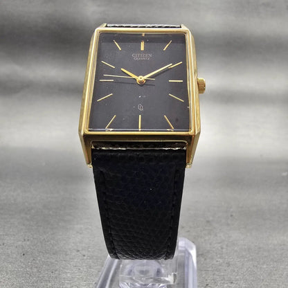 Citizen CQ Watch Men 25mm Black Dial Gold Tone Rectangle 5130-K02627 New Battery5