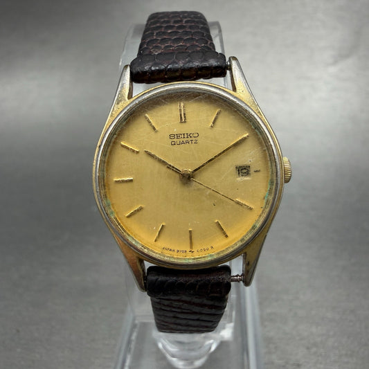 Seiko Watch Women 23mm Champagne Dial Gold Tone Round Date 3Y02-0020 New Battery0