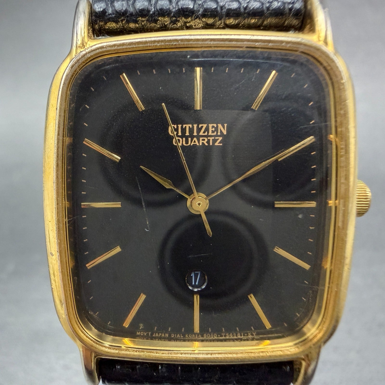 Citizen Tank Watch Men 27mm Black Dial Gold Tone Date Rectangle 6010-K00128 PART2