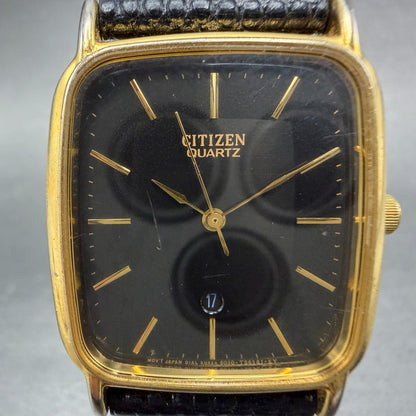Citizen Tank Watch Men 27mm Black Dial Gold Tone Date Rectangle 6010-K00128 PART2