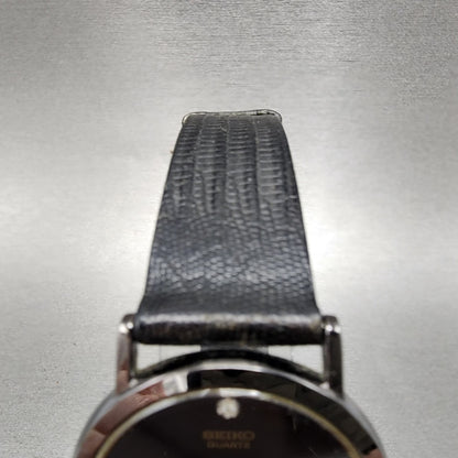 Seiko Watch Men 34mm Black Dial Black Tone Round 7n00-8a49 New Battery