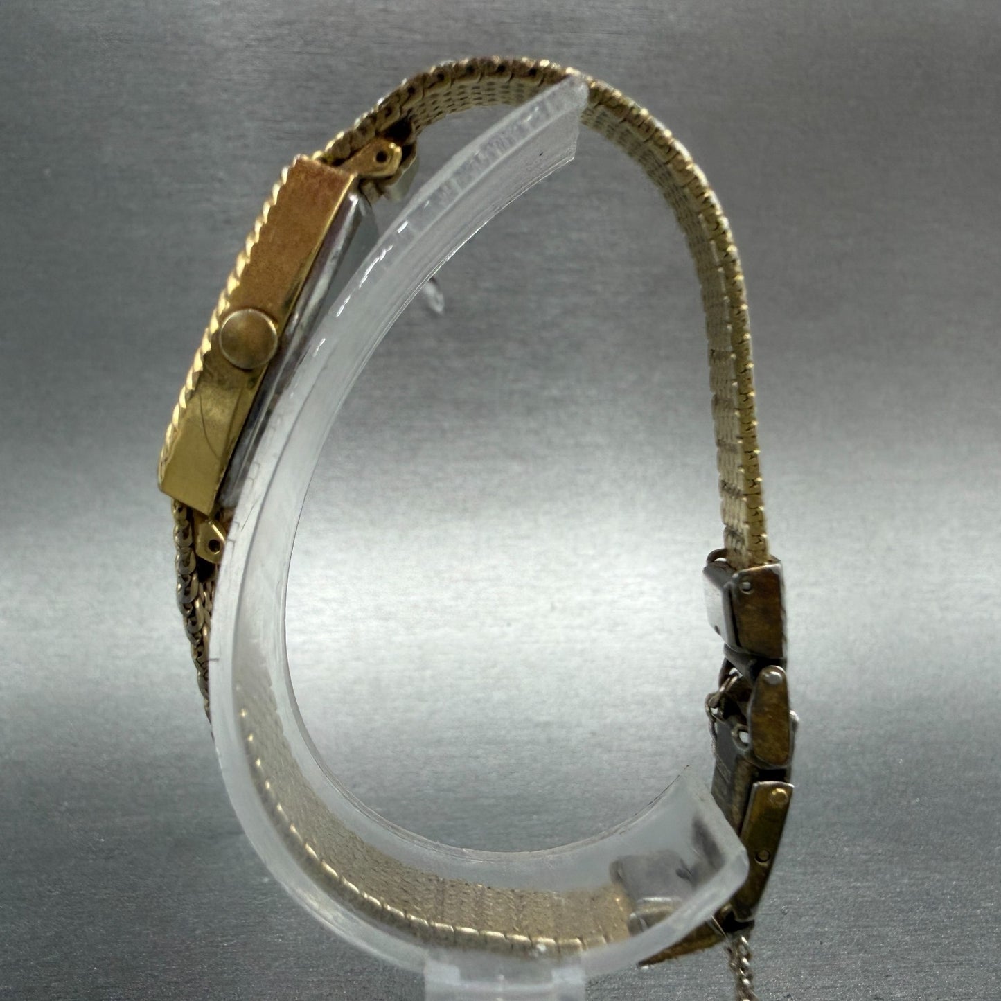 Seiko Tank Watch Women 14mm Champagne Dial Gold Tone 1320-5959 New Battery VTG6