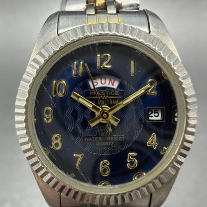 Waltham Prestige Watch Women 24mm Blue Dial Two Tone Daydate PC23 New Battery1