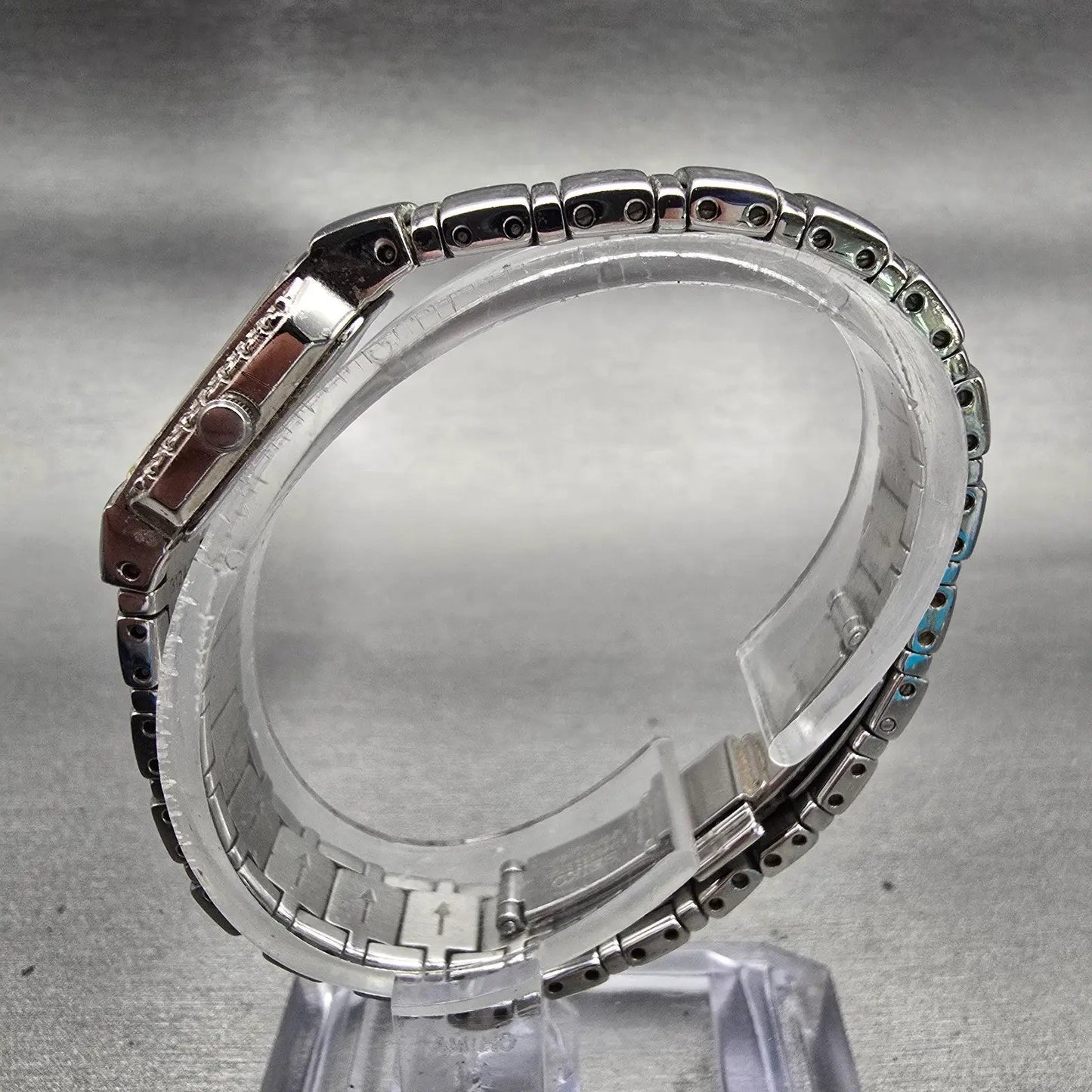 Seiko Watch Women 16mm Silver Dial Silver Tone Gemmed 1F20-0AB0 New Battery VTG6