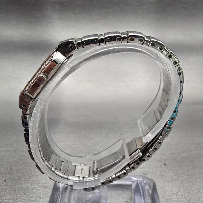 Seiko Watch Women 16mm Silver Dial Silver Tone Gemmed 1F20-0AB0 New Battery VTG6