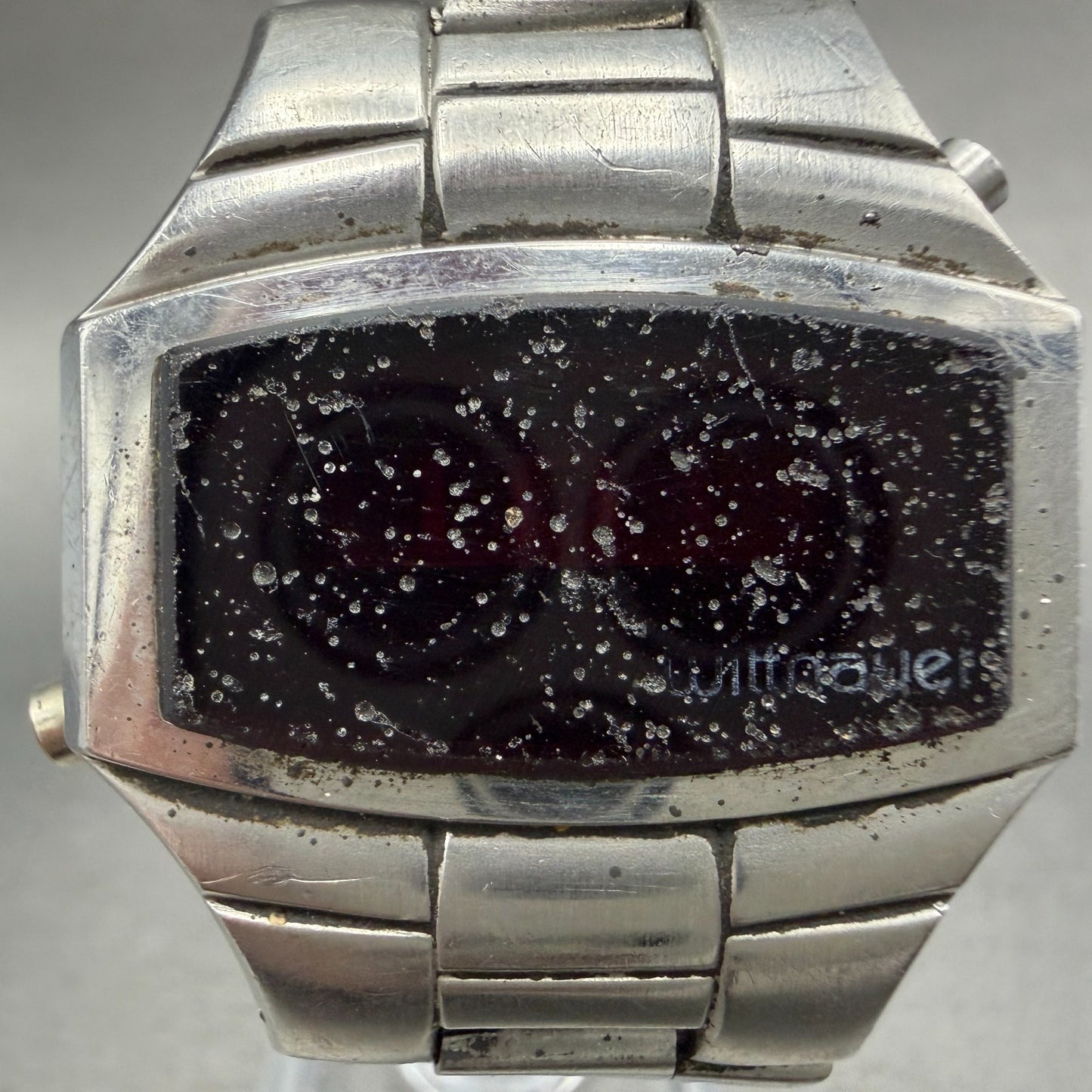 Witttnauer Polara RED LED Watch Men 35mm Silver Tone Vintage PARTS2