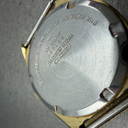 Seiko SQ Watch Men 34mm Champagne Dial Gold Tone Daydate Round 7123-8310 PARTS7
