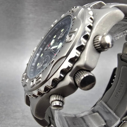 Fossil Dive Watch Men 40mm Gray Dial Titanium Chronograph Round TI-5010 New Batt2