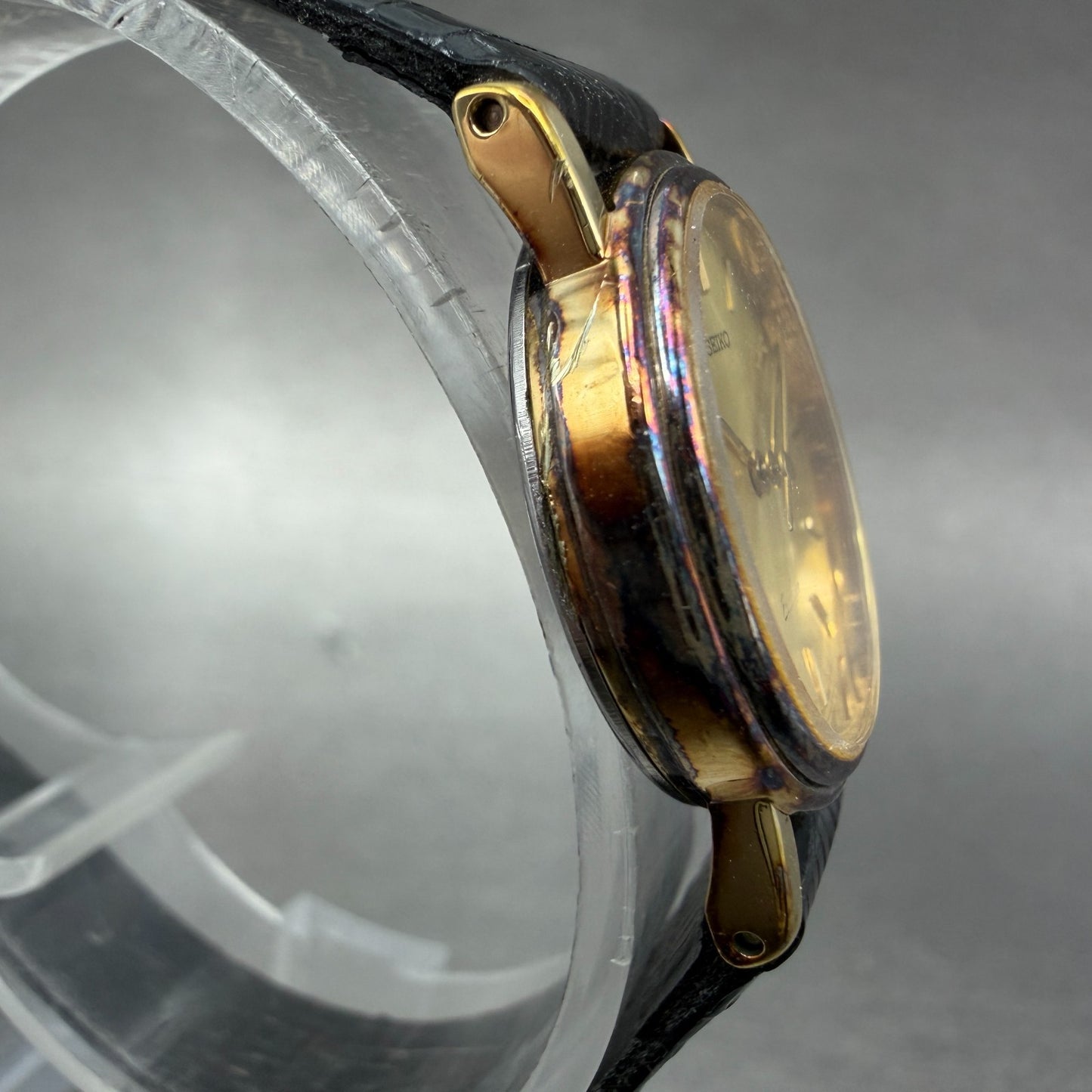Seiko Exceline Watch Women 23mm Champagne Dial Gold Tone 4n21-0180 New Battery3