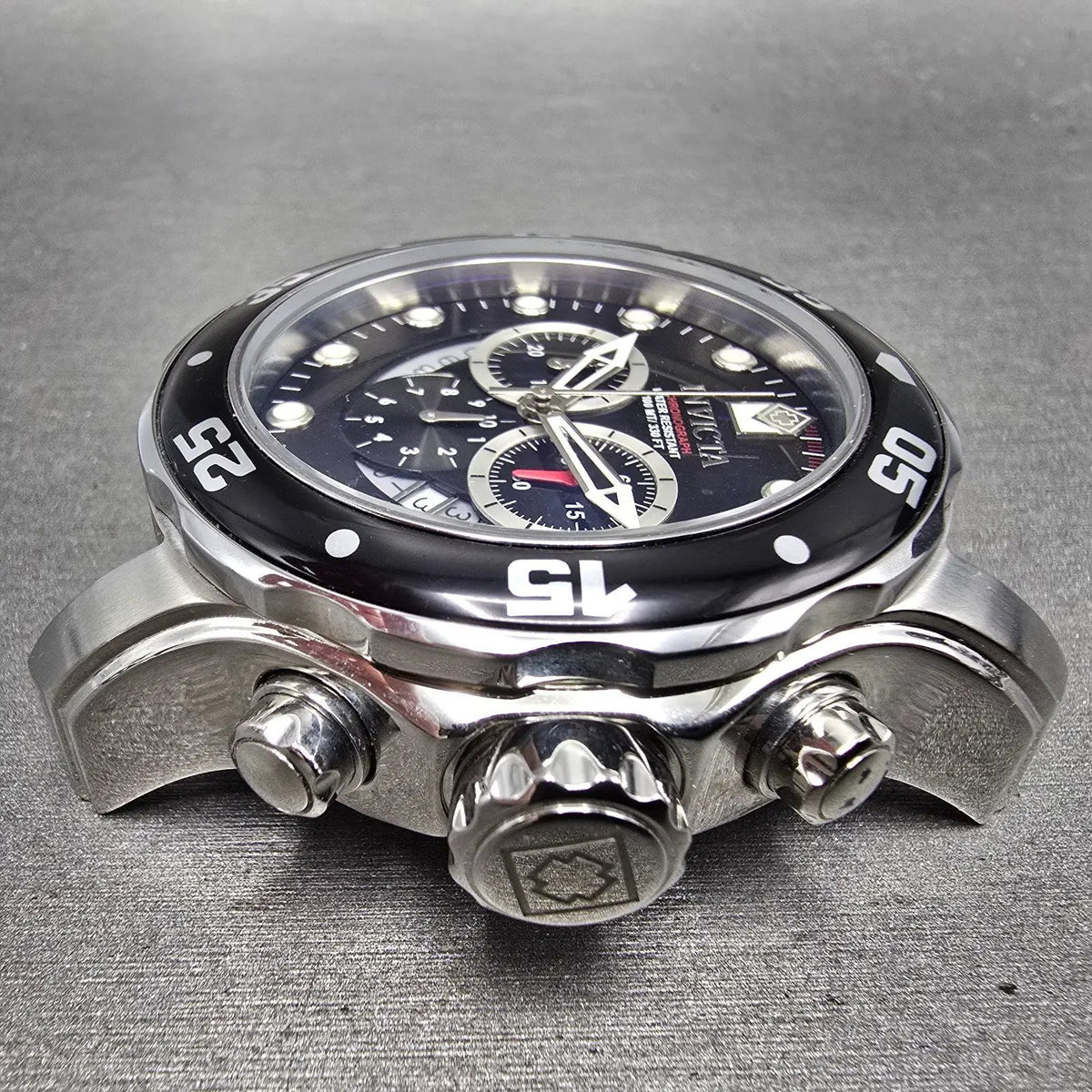 Invicta Pro Diver Chronograph Watch Men 48mm Black Dial Silver Tone 6977 New Bat7