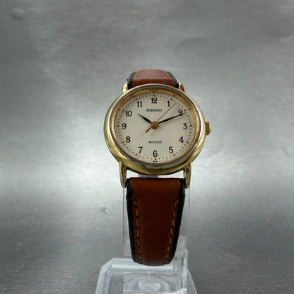 Seiko Avenue Watch Women 23mm Cream Dial Gold Tone Round 1F21-0G10 New Battery5