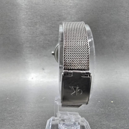 Calvin Klein Watch Women 28mm Silver Dial Steel Round K1313 Mesh Band New Batt7