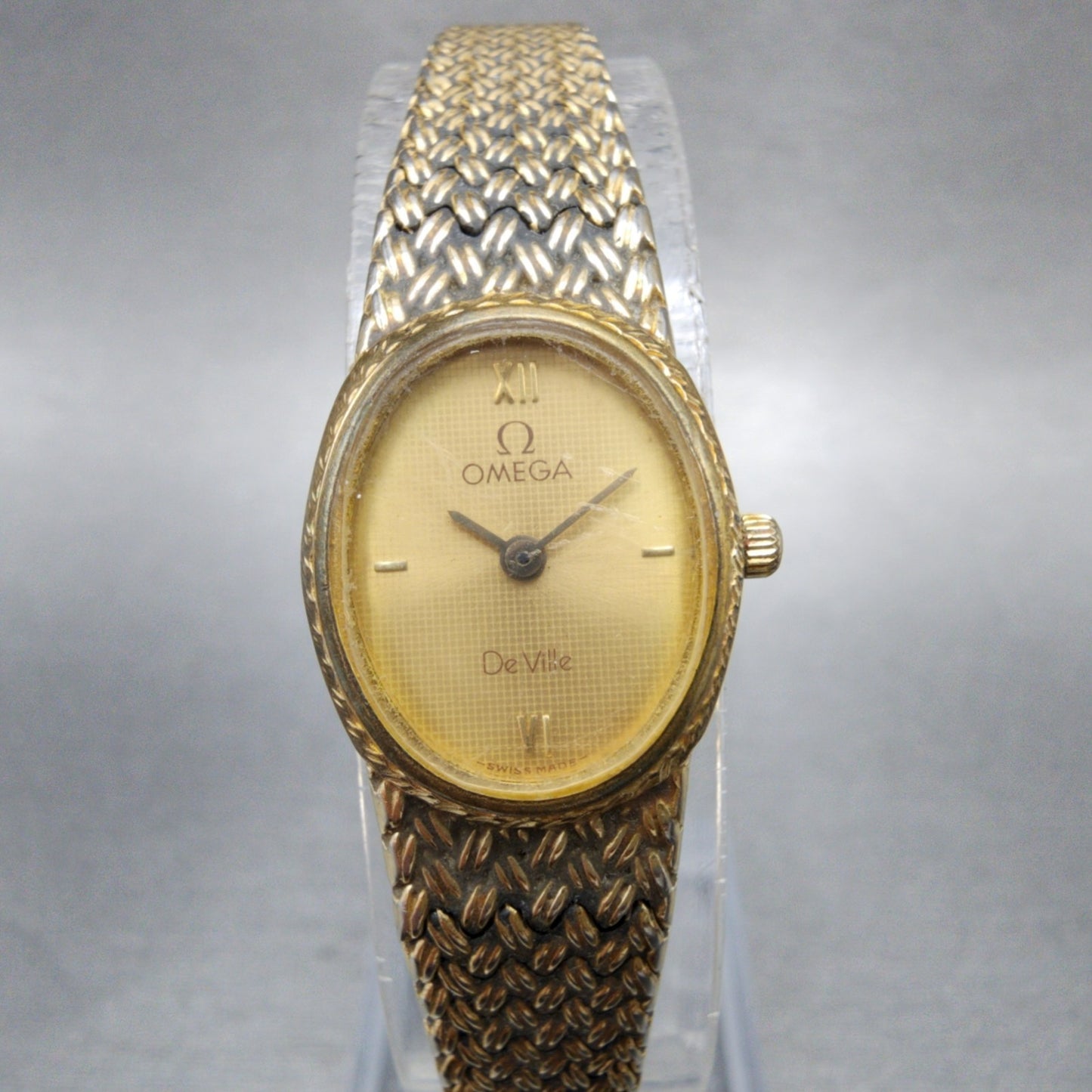 Omega De Ville Watch Women 16mm Gold Dial Gold Plated 791.0896 New Battery VTG0
