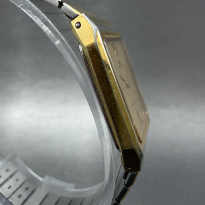 Seiko Lassale Tank Watch Women 18mm Champagne Dial Gold Tone 1230-5159 New Batt3